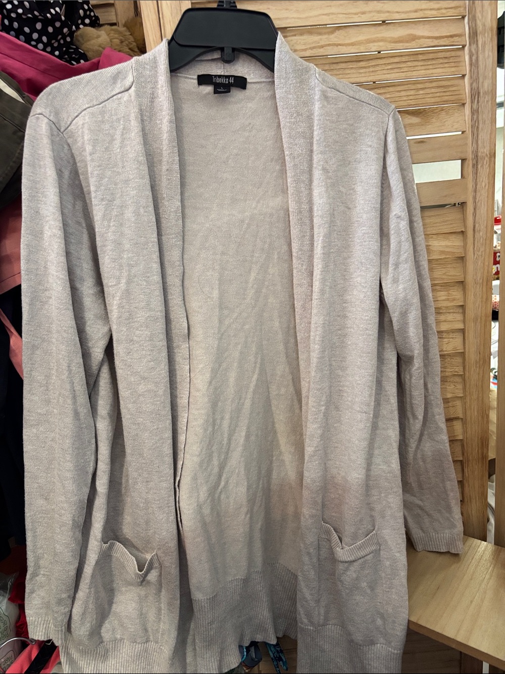 Tribekko 44  Light Gray Open-Front Cardigan Sweater Large